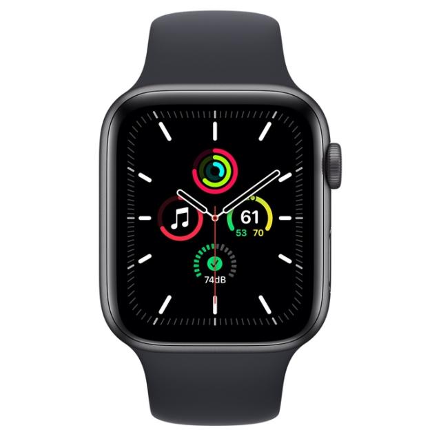 Часовник Apple Watch SE (v2) GPS, 44mm Space Grey Aluminium Case with Midnight Sport Band - Regular