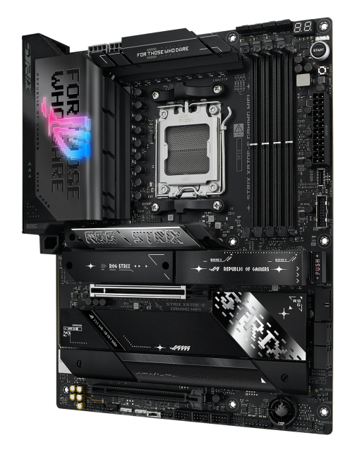 Дънна платка ASUS ROG STRIX X870E-E GAMING WIFI 7, AM5, 4xDDR5, PCI-E 5.0, 5xM.2, 4xSATA, USB Type-C, HDMI, ATX