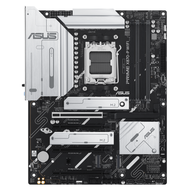 Дънна платка ASUS PRIME X870-P WIFI, AM5, 4xDDR5, PCI-E 5.0, 4xM.2, 2xSATA, USB Type-C, HDMI, ATX