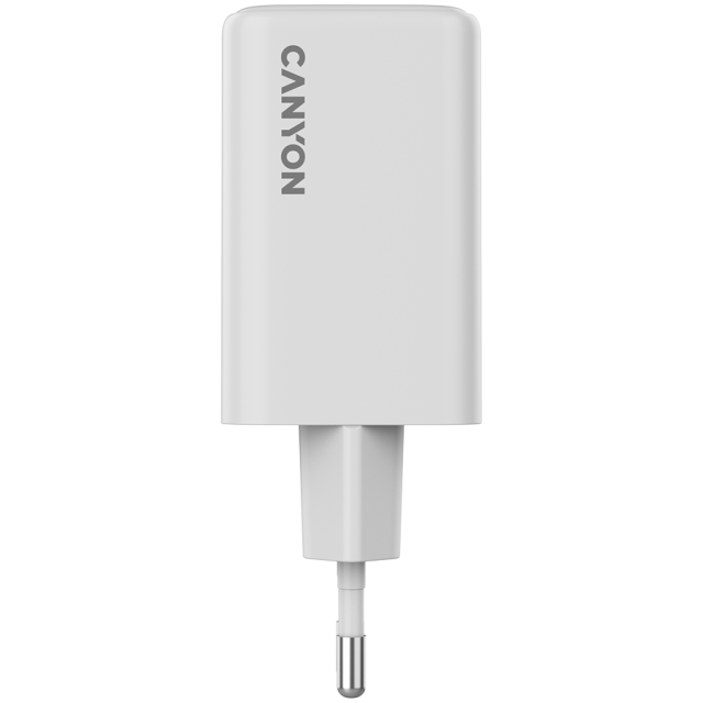 Зарядно CANYON CU65ACC GaN 2 x USB Type-C, 1 x Type-A, 65W, White