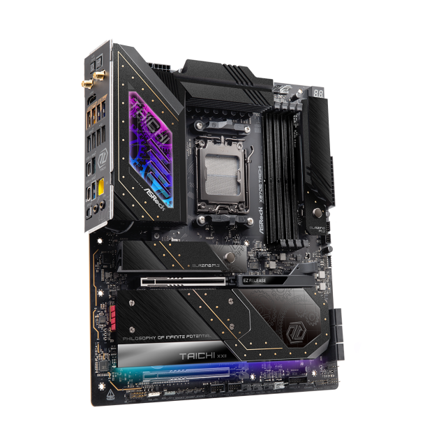 Дънна платка ASROCK X870E TAICHI Wi-Fi 7, AM5, 4xDDR5, PCIe 5.0, 3xM.2, 6xSATA, Type-C, HDMI, EATX
