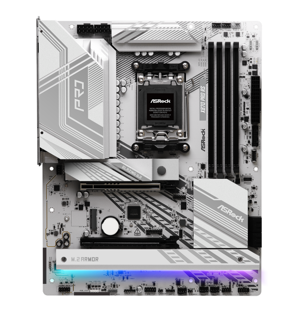 Дънна платка ASROCK X870 PRO RS, AM5, 4xDDR5, PCIe 5.0, 3xM.2, 4xSATA, Type-C, HDMI, ATX