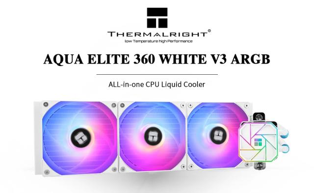 Охладител за процесор Thermalright Water Cooling Aqua Elite 360 White A-RGB V3, LGA1851/LGA1700/AM5