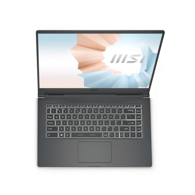Лаптоп MSI Modern 15 A11MU, 15.6" 1920x1080, IPS-Level FHD AG, i5-1155G7 (4C/8T, 2.5GHz, up to 4.5 Ghz, 8MB), Intel Iris Xe Graphics, 8GB DDR4 3200 (2 slots, Max 64GB), 512GB PCIe SSD, 802.11ax, BT5.1, 3 Cell, Backlight KBD White, NO OS, 1.6 kg, Carb