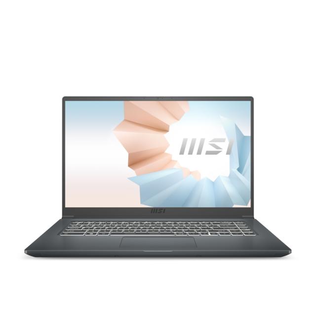 Лаптоп MSI Modern 15 A11MU, 15.6" 1920x1080, IPS-Level FHD AG, i7-1195G7 (4C/8T, 2.9GHz, up to 5 Ghz, 12MB), Intel Iris Xe Graphics, 8GB DDR4 3200 (2 slots, Max 64GB), 512GB PCIe SSD, 802.11ax, BT5.1, 3 Cell, Backlight KBD White, NO OS, 1.6 kg, Carbo