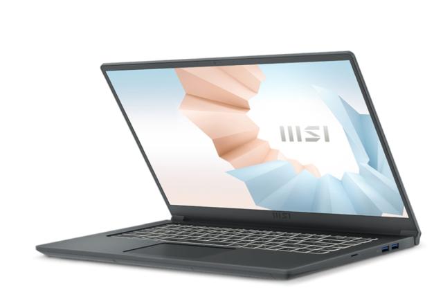 Лаптоп MSI Modern 15 A5M, 15.6" 1920x1080, IPS-Level FHD AG, AMD Ryzen 5 5500U (2.1GHz, up to 4.0GHz, 8MB L3), 8GB DDR4 3200 (2 slots, Max 64GB), 256GB M.2 PCIe SSD (1slot M.2 free), Wi-Fi 6E, BT5.2, 3 Cell, Backlight KBD White, Windows 11, Carbon Gr