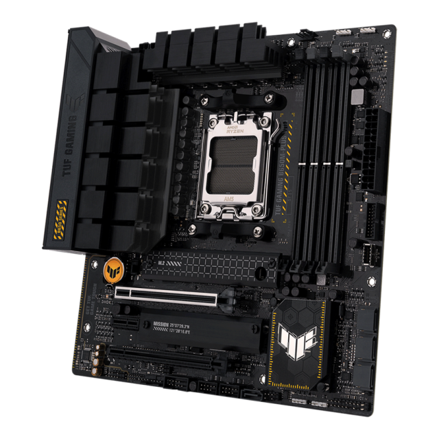 Дънна платка ASUS TUF GAMING B650M-PLUS WIF, AM5, 4 x DDR5, 2 x M.2 slots, 4 x SATA, USB Type-C, HDMI, DP, mATX