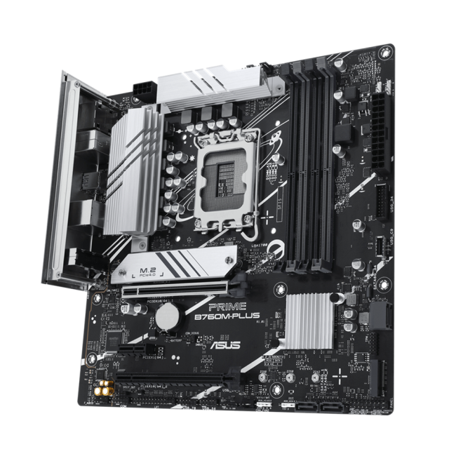 Дънна платка Asus PRIME B760M-PLUS, B760, LGA1700, DDR5, PCI-E 4.0, 4x SATA 6Gb/s, 2x M.2 slots, 2x USB 3.2 Gen 2, HDMI, DP, mATX