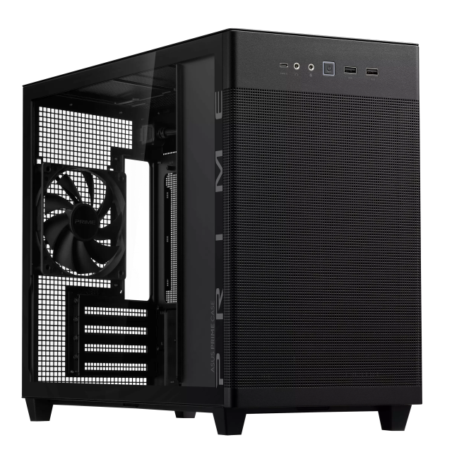 Кутия ASUS PRIME AP201 Black, Small Tower, 2 x USB 3.2, 1 x USB Type C, Micro-ATX / Mini-ITX