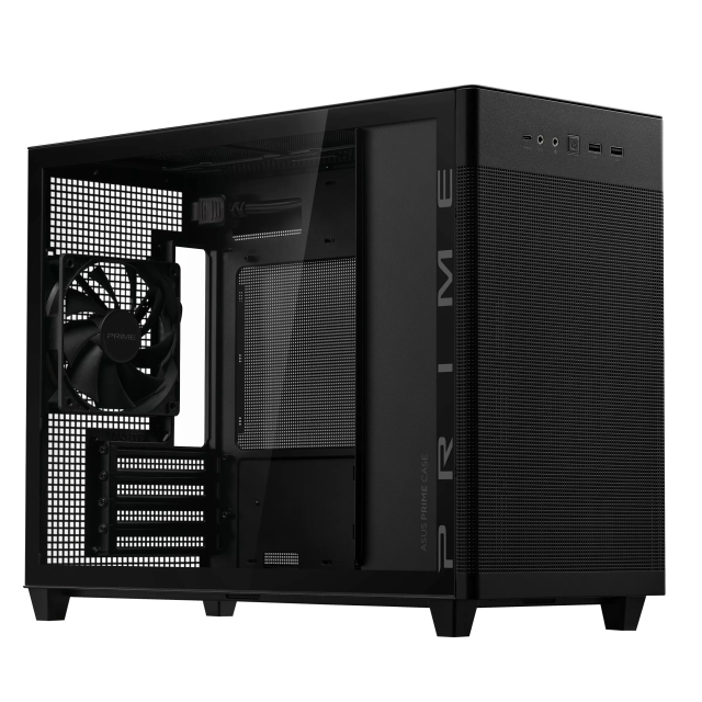 Кутия ASUS PRIME AP201 Black, Small Tower, 2 x USB 3.2, 1 x USB Type C, Micro-ATX / Mini-ITX