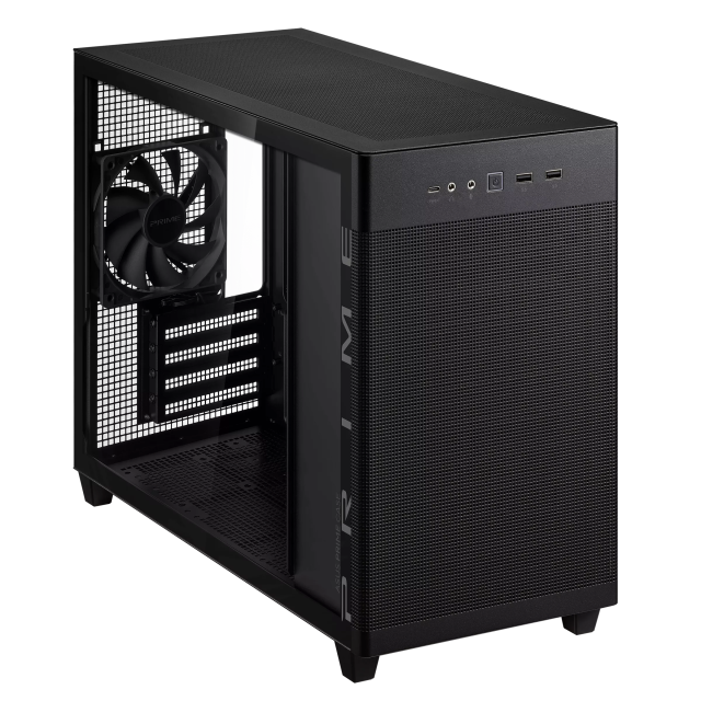 Кутия ASUS PRIME AP201 Black, Small Tower, 2 x USB 3.2, 1 x USB Type C, Micro-ATX / Mini-ITX