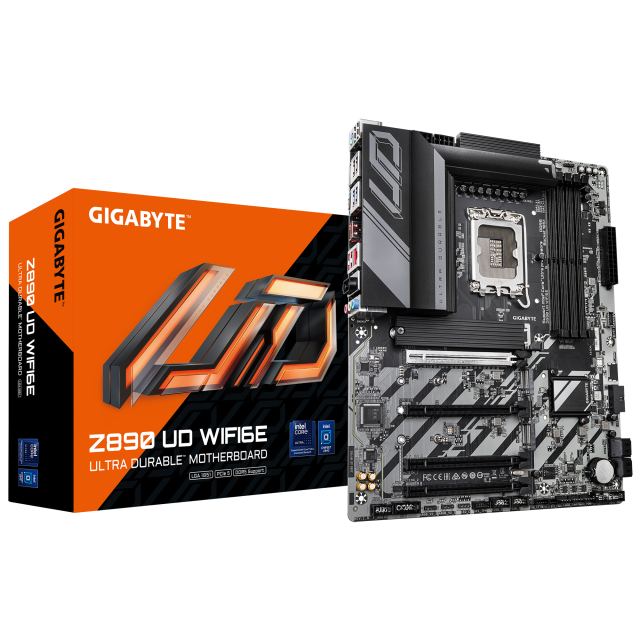 Дънна платка GIGABYTE Z890 UD WIFI 6E, LGA 1851, 4 x DDR5, 3 x M.2, 4 x SATA 6Gb/s, Wi-Fi, Bluetooth, DP, ATX