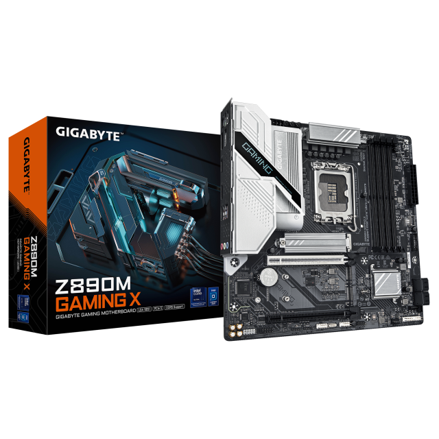 Дънна платка GIGABYTE Z890M GAMING X, LGA1851, 4 x DDR5, 3 x M.2, 4 x SATA 6Gb/s, HDMI, DP, mATX