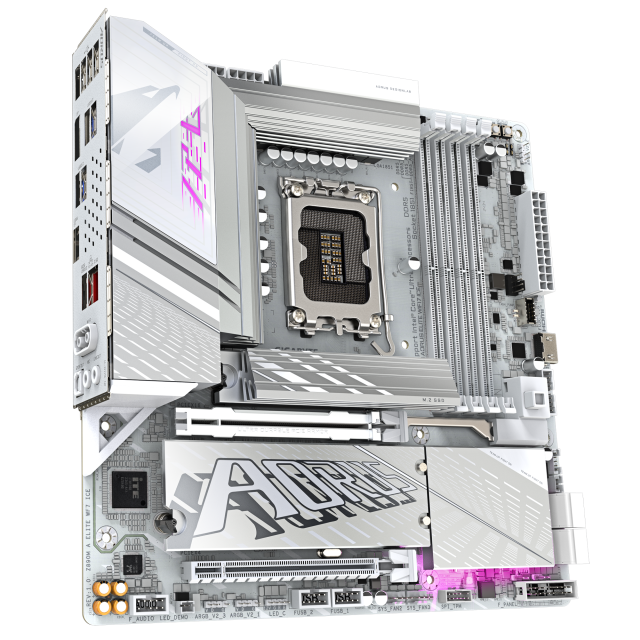 Дънна платка GIGABYTE Z890M AORUS ELITE WIFI 7 ICE, LGA 1851, 4 x DDR5, 3 x M.2, 4 x SATA 6Gb/s, Wi-Fi 7, Bluetooth, HDMI, DP, ATX