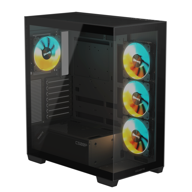 Кутия Gigabyte C500 PANORAMIC Stealth Black, Mid-Tower, 1 x USB 3.2 Type-C, 2 x USB 3.0,  Mini ITX / Micro ATX / ATX