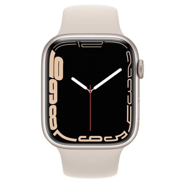 Часовник Apple Watch Series 7 GPS, 45mm Starlight Aluminium Case with Starlight Sport Band - Regular