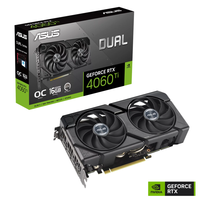 Видео карта ASUS Dual GeForce RTX 4060 Ti EVO OC Edition 16GB GDDR6, 128-bit, HDMI. 3 x DP