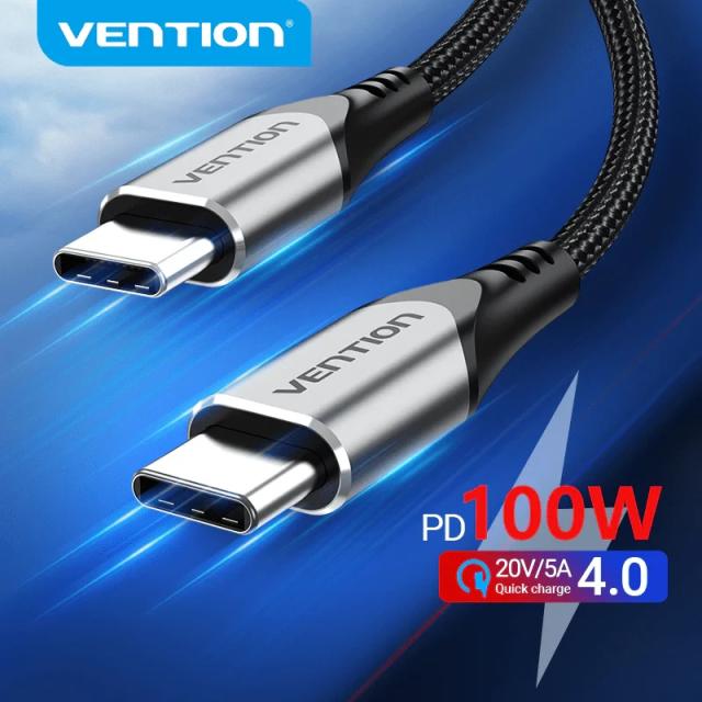 Кабел Vention USB 2.0 Type-C към Type-C, Black 5A Fast Charge, 2.0m.