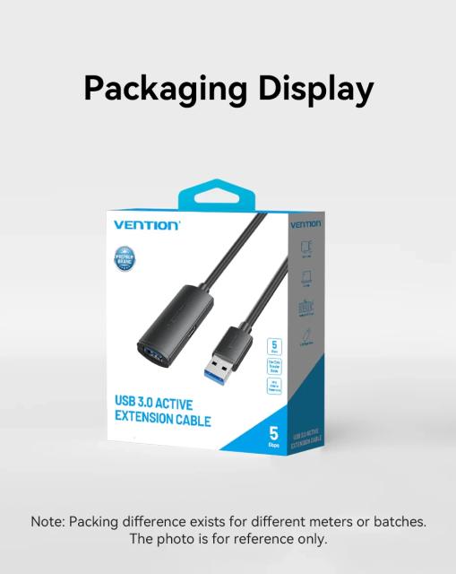 Кабел Vention USB 3.0 AM / AF Active Extension Cable Black, 5m.