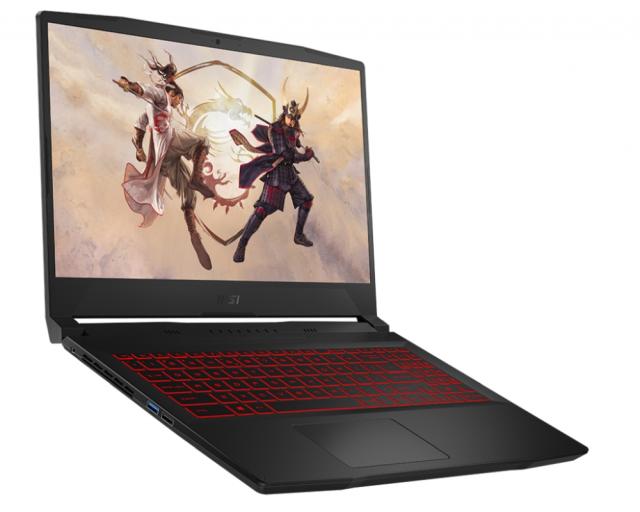 Лаптоп MSI Katana GF66 11UE, RTX3060 GDDR6 6GB, 15.6" FHD (1920x1080), 144Hz, i7-11800H (8C/16T, up to 4.60 GHz, 24MB), 16GB (2x8) DDR4 3200, 512GB PCIe Gen3x4 SSD, Intel Wi-Fi 6, BT5.1, Single backlight KB (RED), 3 cell, 53.5 Whr, NO OS, Black, 2Y, 