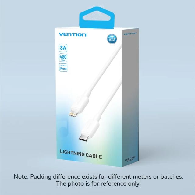 Кабел Vention USB 2.0 Type-C към Lighting, White, 1m.