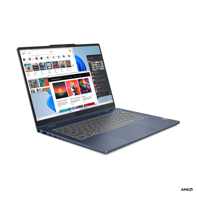 Лаптоп Lenovo IdeaPad 5 2-in-1 14AHP9, AMD Ryzen 5 8645HS 6C (4.3/5.0GHz, 16MB Cache), 14" (35.56cm) WUXGA IPS 300nits Glare Touchscreen Display, 16GB LPDDR5X, 512GB SSD NVMe, 2x USB 3.2 Gen 2 Type-C, HDMI, Free DOS