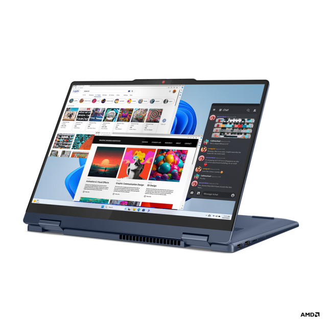 Лаптоп Lenovo IdeaPad 5 2-in-1 14AHP9, AMD Ryzen 5 8645HS 6C (4.3/5.0GHz, 16MB Cache), 14" (35.56cm) WUXGA IPS 300nits Glare Touchscreen Display, 16GB LPDDR5X, 512GB SSD NVMe, 2x USB 3.2 Gen 2 Type-C, HDMI, Free DOS