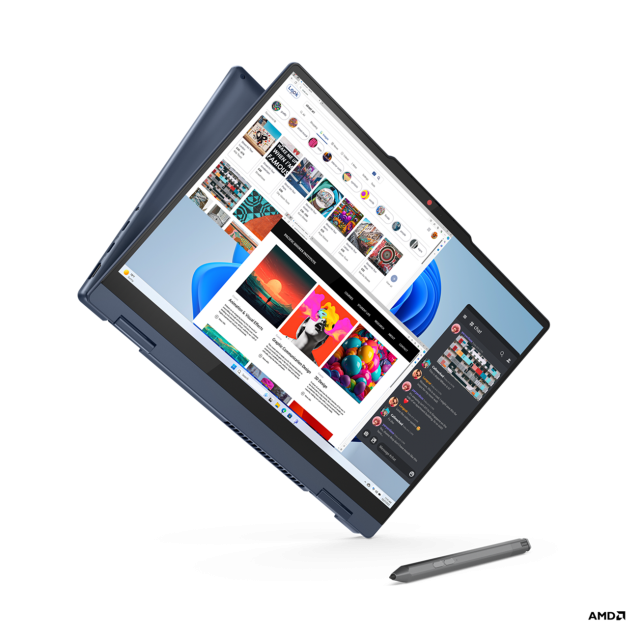 Лаптоп Lenovo IdeaPad 5 2-in-1 14AHP9, AMD Ryzen 5 8645HS 6C (4.3/5.0GHz, 16MB Cache), 14" (35.56cm) WUXGA IPS 300nits Glare Touchscreen Display, 16GB LPDDR5X, 512GB SSD NVMe, 2x USB 3.2 Gen 2 Type-C, HDMI, Free DOS