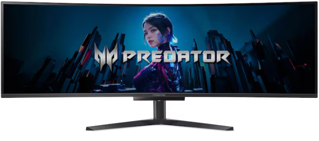 Монитор Acer Predator X49Xbmipphuzx, 49" (124.5 cm) OLED, 1800R Curved, 240Hz, 0.03ms (GtG), 250 cd/m², 2 x USB 3.2, 1 x USB Type-C, HDMI, DP