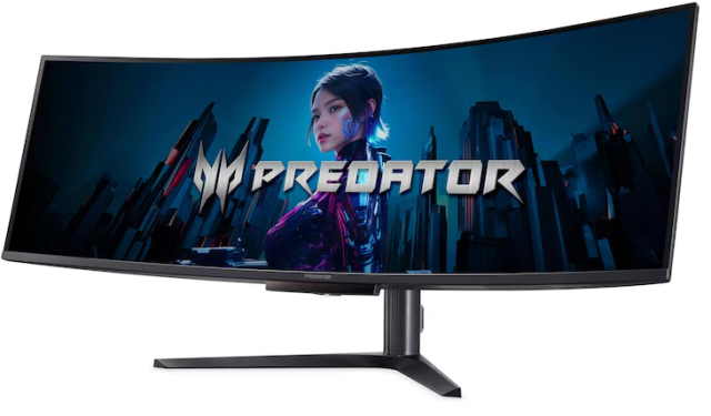 Монитор Acer Predator X49Xbmipphuzx, 49" (124.5 cm) OLED, 1800R Curved, 240Hz, 0.03ms (GtG), 250 cd/m², 2 x USB 3.2, 1 x USB Type-C, HDMI, DP