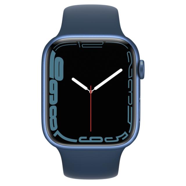 Часовник Apple Watch Series 7 GPS, 45mm Blue Aluminium Case with Abyss Blue Sport Band - Regular