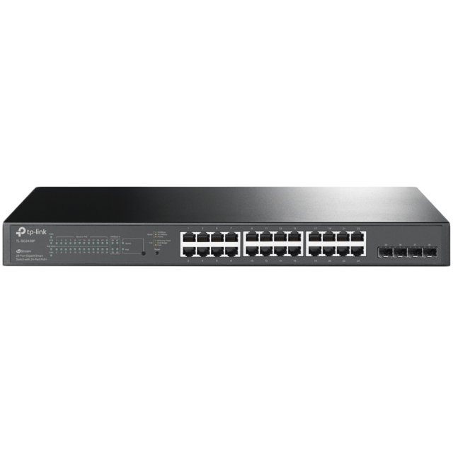 Суич TP-Link TL-SG2428P, 28 порта, 4 x Gigabit SFP, 24 x Gigabit 802.3af/at PoE+