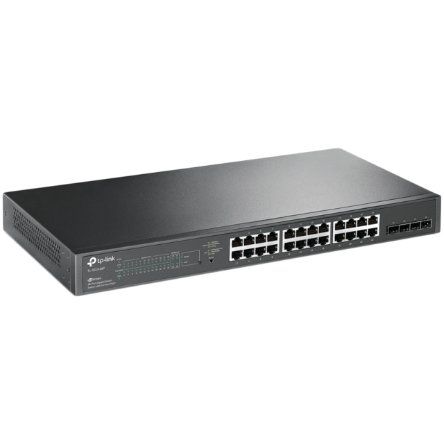 Суич TP-Link TL-SG2428P, 28 порта, 4 x Gigabit SFP, 24 x Gigabit 802.3af/at PoE+