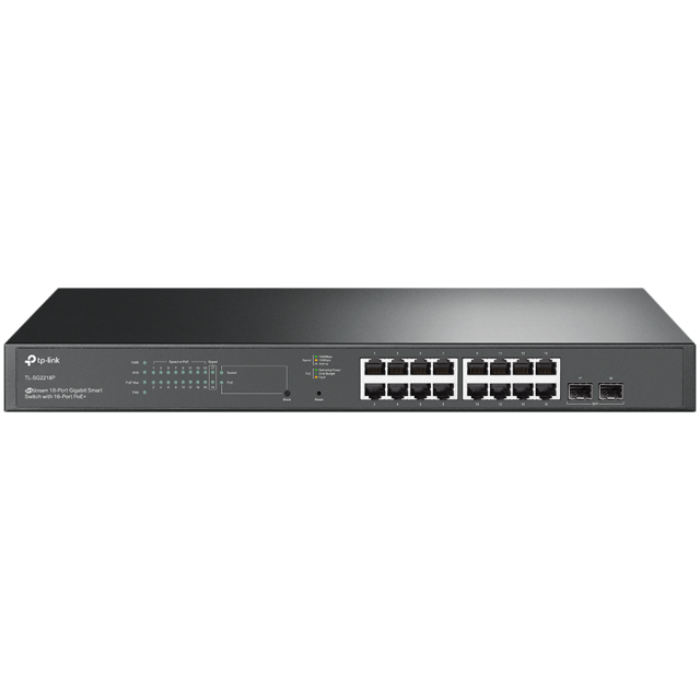 Суич TP-Link JetStream TL-SG2218P, 1000 Mbps, 18 порта, 2 x Gigabit SFP, 16 x Gigabit 802.3af/at PoE+