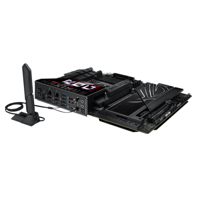 Дънна платка ASUS ROG MAXIMUS Z890 HERO, LGA1851, 4 x DDR5, 6 x M.2 NVMe, 4 x SATA 6Gb/s, 1 x SlimSAS, Wi-Fi 7, Bluetooth v5.4, 2 x LAN, HDMI, ATX