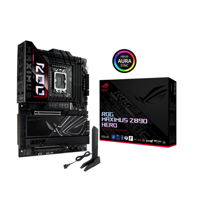 Дънна платка ASUS ROG MAXIMUS Z890 HERO, LGA1851, 4 x DDR5, 6 x M.2 NVMe, 4 x SATA 6Gb/s, 1 x SlimSAS, Wi-Fi 7, Bluetooth v5.4, 2 x LAN, HDMI, ATX