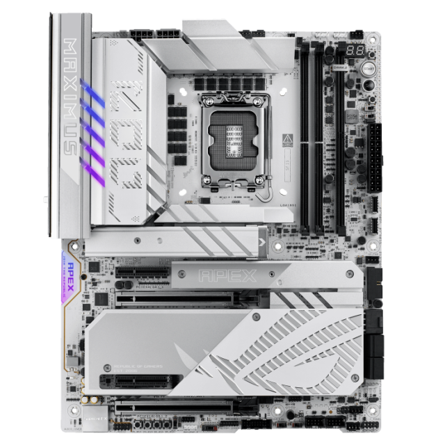 Дънна платка ASUS ROG MAXIMUS Z890 APEX, LGA1851, 2 x DDR5, 6 x M.2 NVMe, 4 x SATA 6Gb/s, Wi-Fi 7, Bluetooth v5.4, ATX