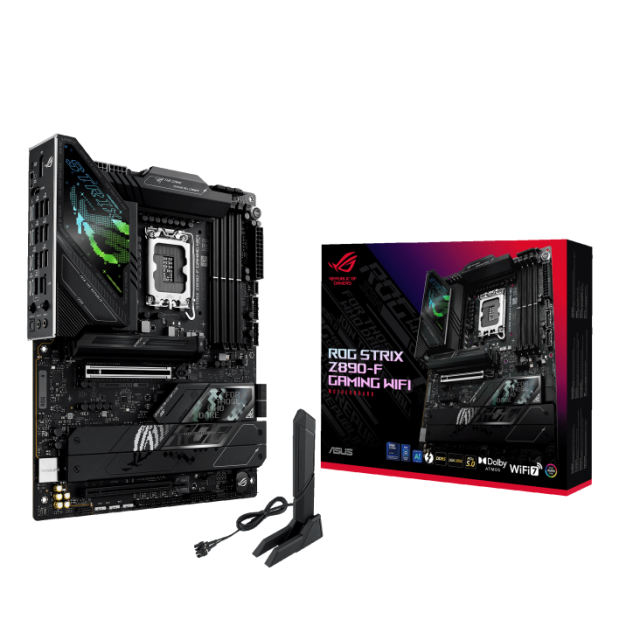 Дънна платка ASUS ROG STRIX Z890-F GAMING WIFI, LGA1851, 4 x DDR5, 5 x M.2 NVMe, 4 x SATA 6Gb/s, Wi-Fi 7, Bluetooth v5.4, HDMI, DP, ATX