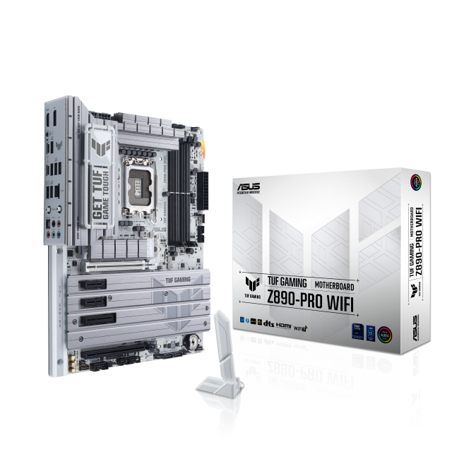 Дънна платка ASUS TUF GAMING Z890-PRO WIFI, LGA1851, 4 x DDR5, 4 x M.2 NVMe, 4 x SATA 6Gb/s, Wi-Fi 7, Bluetooth v5.4, HDMI, DP, ATX