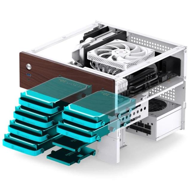 Кутия Jonsbo N4 NAS, 1 x USB-C, Mini ITX, Бяла 