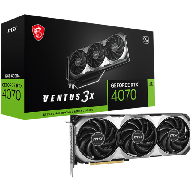 Видео карта MSI NVIDIA GeForce RTX 4070 VENTUS 3X E1 12G OC, 12GB GDDR6, 192-bit, HDMI, 3x DP