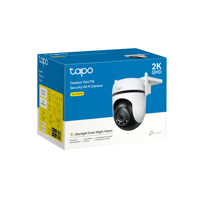 IP камера TP-LINK Tapo C520WS, Pan/Tilt камера, 360°, 4Mp, IR осветеност, външна, IP66, Wi-Fi, microSD