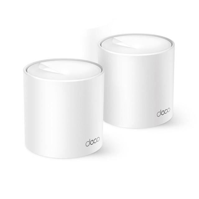 Мрежови комплект Mesh TP-Link Deco X10 Wi-Fi 6 AX1500 (2 pack), 1500Mbps, 2.4GHz (300 Mbps)/ 5GHz (1201 Mbps), Wireless AX, 2x 10/100/1000 Mbps RJ45