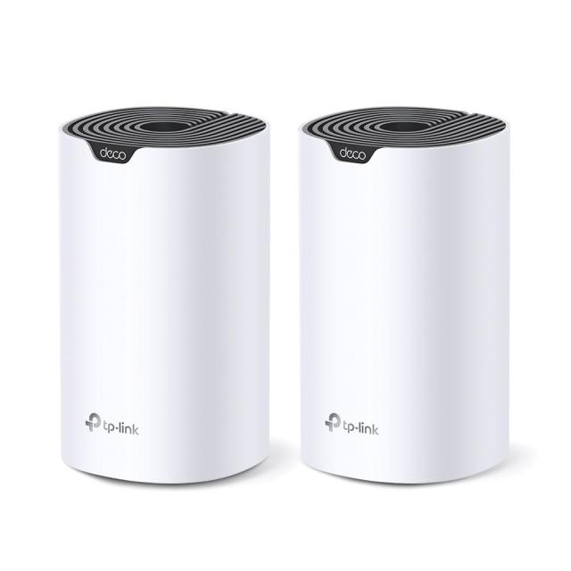 Мрежови комплект Mesh TP-Link Deco S7 AC1900 (2 pack), 1900Mbps, 2.4GHz (600 Mbps), 5GHz (1300Mbps), Wireless AC, 3x Gigabit Ethernet Ports (WAN/LAN)