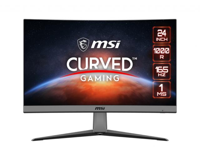 Монитор MSI MAG Artymis 242C, 1ms, 165Hz, VA, CURVED 1000R, FHD 1920x1080, AG, HDMI CEC, FreeSync Premium, Night Vision, LBL, Anti-Flicker, 90% DCI-P3, 3000:1, 100M:1, 250 nits, 2 HDMI, DP, Earphone out, Tilt, VESA, Frameless, PC and Console, 9S6-3BA