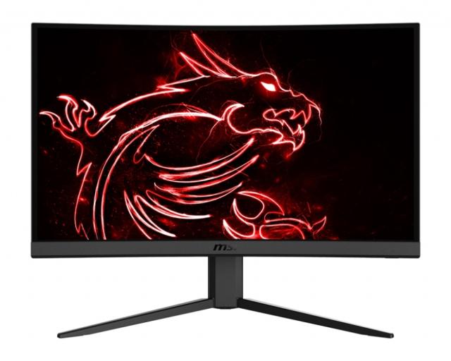 Монитор MSI Optix G24C4, 23.6", VA, 1ms, 144Hz, FHD 1920x1080, CURVED 1500R, AG, Wide Color Gamut, FreeSync, Anti-Flicker, Less Blue Light, 250 cd/m2, Contrast 3000:1, DCR 100M:1, 2 x HDMI, DP, 1x Earphone out , Tilt, VESA100, Frameless, 9S6-3BA01T-0