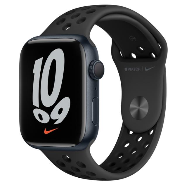 Часовник Apple Watch Nike Series 7 GPS, 45mm Midnight Aluminium Case with Anthracite/Black Nike Sport Band - Regular