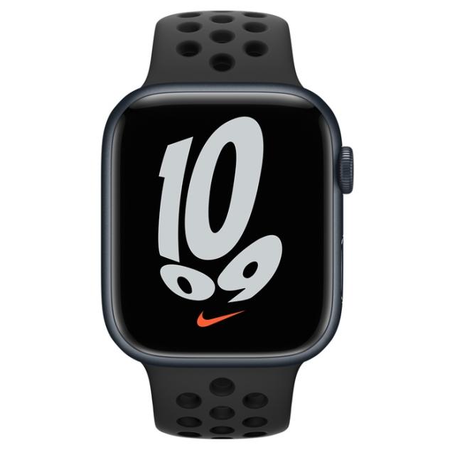 Часовник Apple Watch Nike Series 7 GPS, 45mm Midnight Aluminium Case with Anthracite/Black Nike Sport Band - Regular
