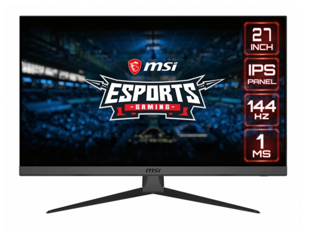 Монитор MSI Optix G272, 27", IPS, 1ms, 144Hz, FHD 1920x1080, FLAT, AG, Wide Color Gamut, FreeSync, Anti-Flicker, LBL, Night Vision, 250 cd/m2, Contrast 1000:1, DCR 100M:1, 2 x HDMI 1.4, DP 1.2a, 1x Earphone out , Tilt, VESA100, Frameless, 9S6-3CB51T-