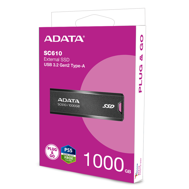 ADATA EXT SSD SC610 1000GB, USB 3.2 Gen2, RED